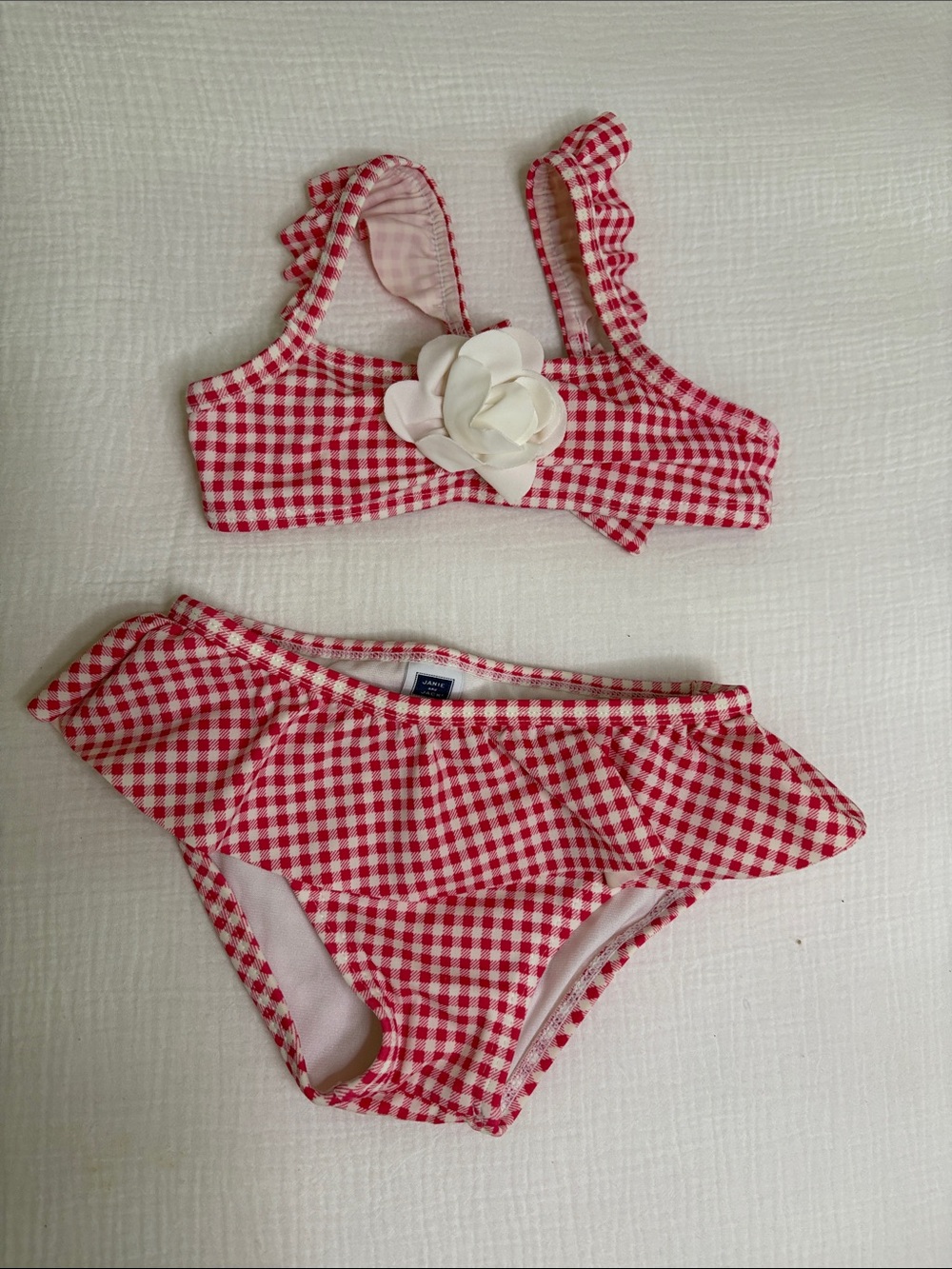 Janie and Jack Hot Pink Gingham Ruffle Bikini